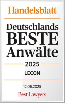 Siegel Handelsblatt: Deutschlands Beste Anwälte 2025 – LECON